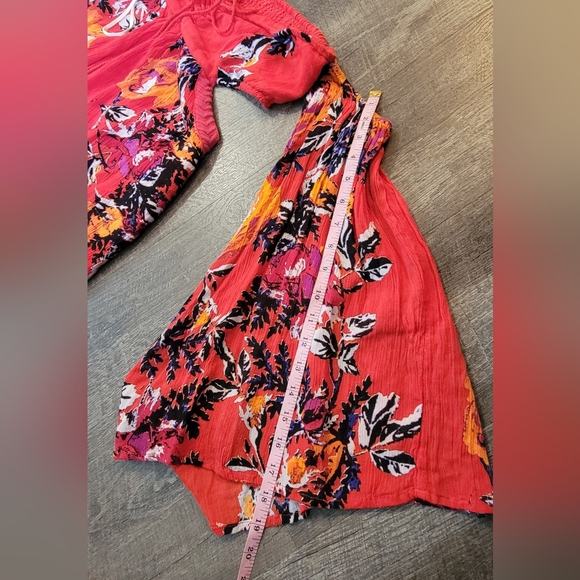 Free People Falling Flowers Jumpsuit Womens M Red Multi Floral Cutout Flowy Boho - Picture 12 of 16